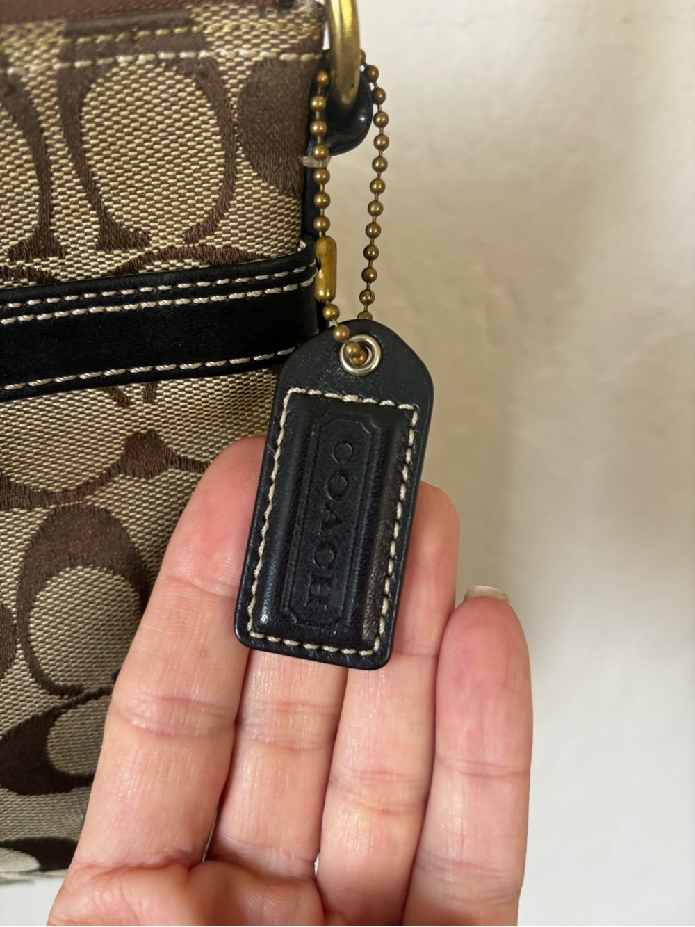 Coach Brown Signature Canvas Crossbody with Black Trim - Picture 8 of 12